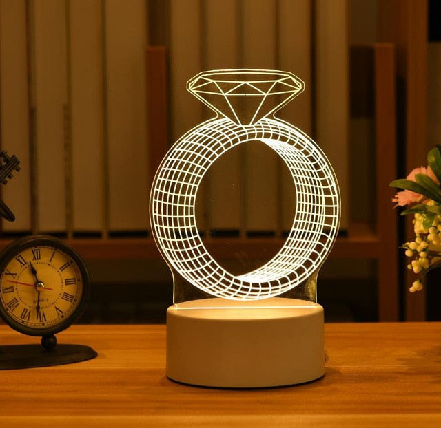 💡 مصباح ليلي شفاف ثلاثي الابعاد باشكال مختلفة للمنزل والاماكن العامة 💡